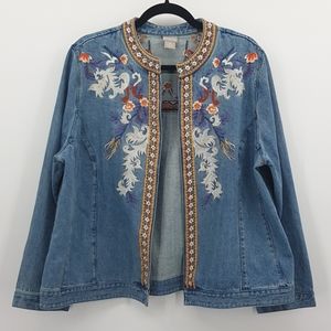 Chico's Embroidered Denim Jacket 16/18P